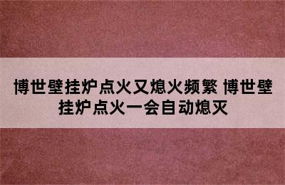 博世壁挂炉点火又熄火频繁 博世壁挂炉点火一会自动熄灭